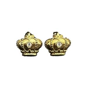 Avon REGAL CROWN Pierced Stud EARRINGS 1989 Gold Tone VINTAGE Unmarked